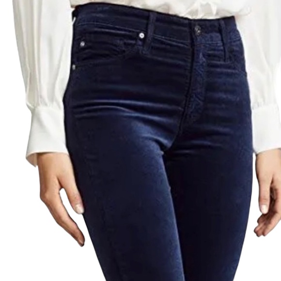 AG Adriano Goldschmied Farrah Skinny navy velvet jeans - Picture 2 of 9